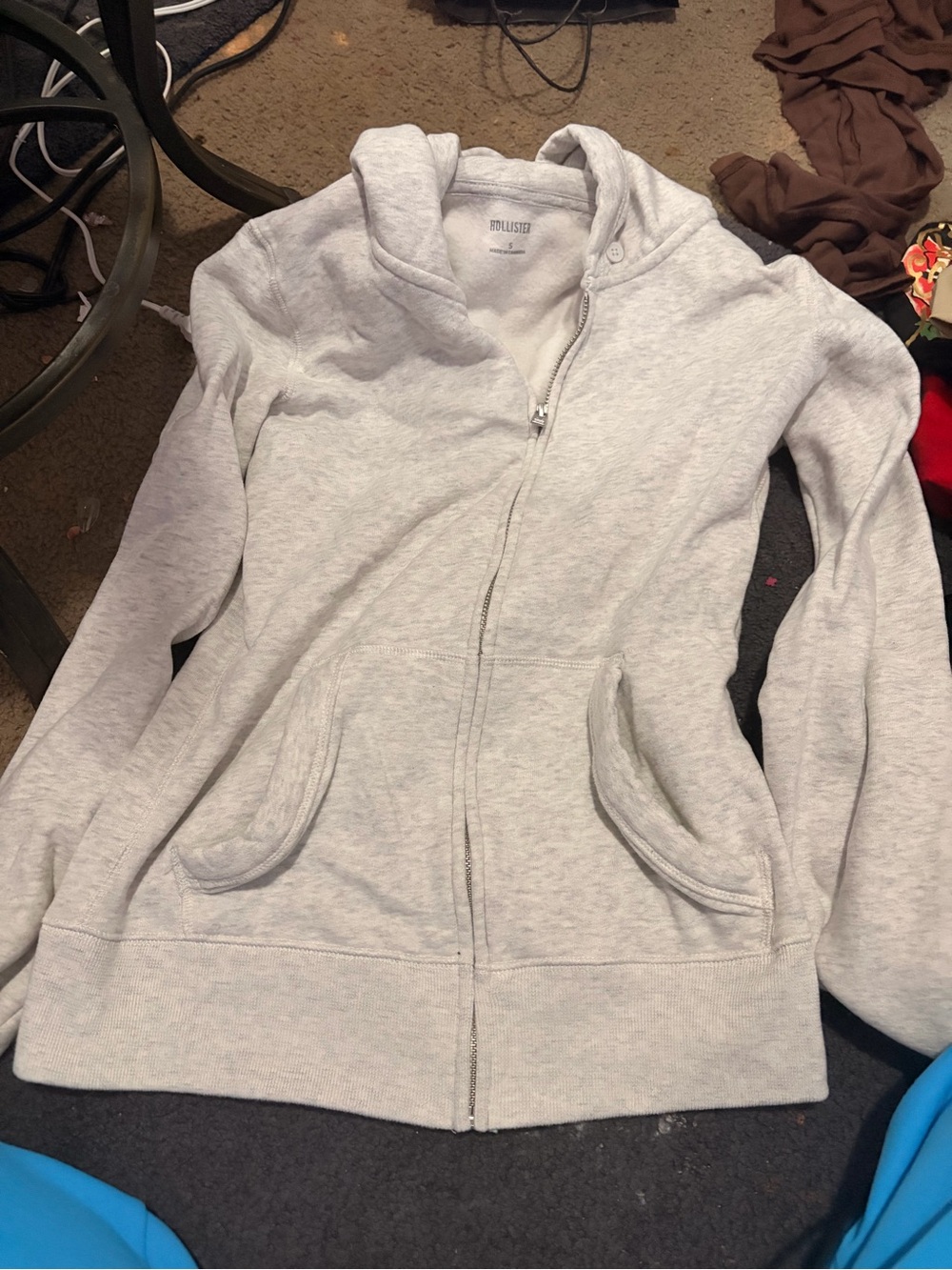 Hollister Light Gray Full-Zip Hoodie Jacket